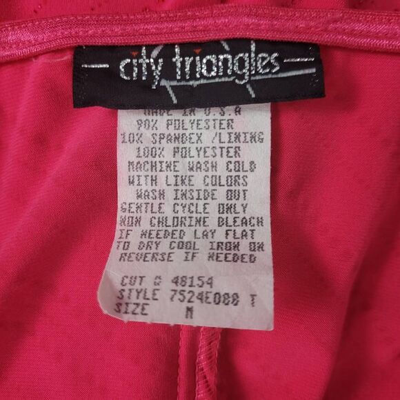 Vtg 90s Y2K City Triangles Glittery High Low Hem Slip Dress Sz S Pink Cowl Neck - Picture 5 of 9